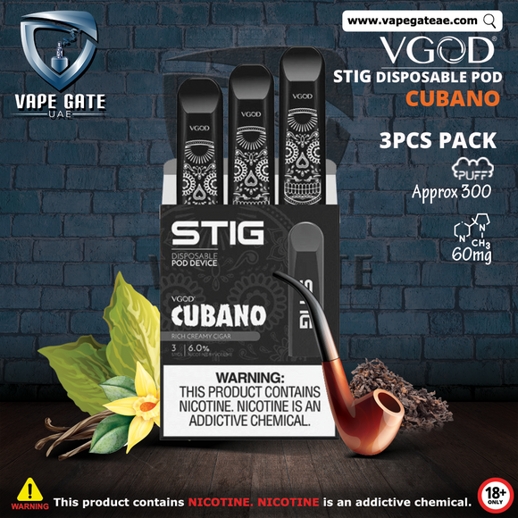 Stig Disposable pod, Cubano by VGOD Pod Dubai UAE, Vape Gate UAE , Stig Pod UAE
