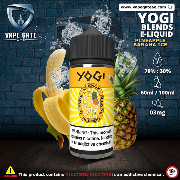 Yogi Blends E Liquid Banana Pineapple Ice vape delivery in Dubai