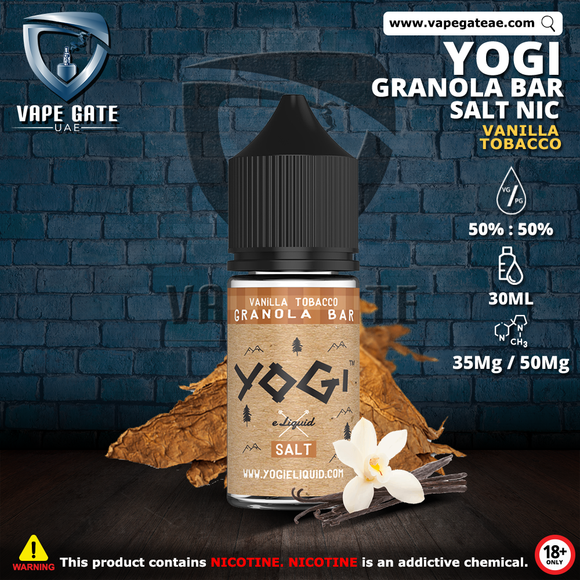 Yogi Granola Bar Vanilla Tobacco 30ml Saltnic vape in Dubai