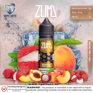 Zuma Summer Peach/Lychee 60ml E liquid Abu Dhabi Dubai, UAE, KSA Saudi Arabia