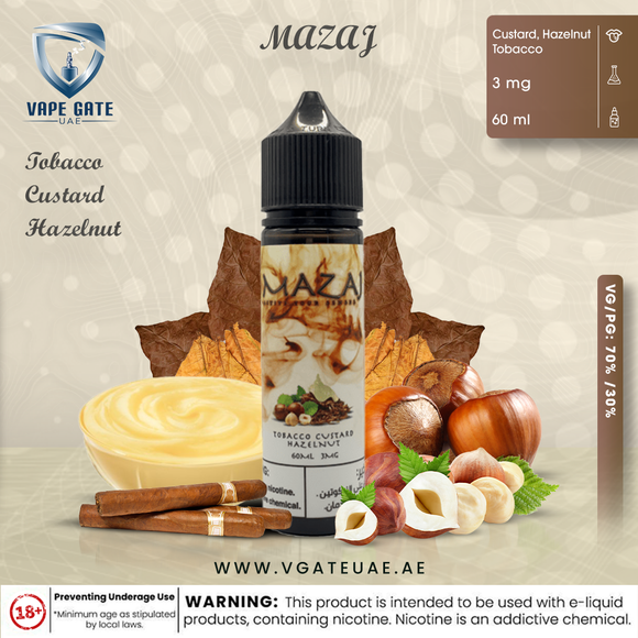Tobacco Custard Hazelnut - by Mazaj 60ml E Juice Abudhabi Dubai KSA UK