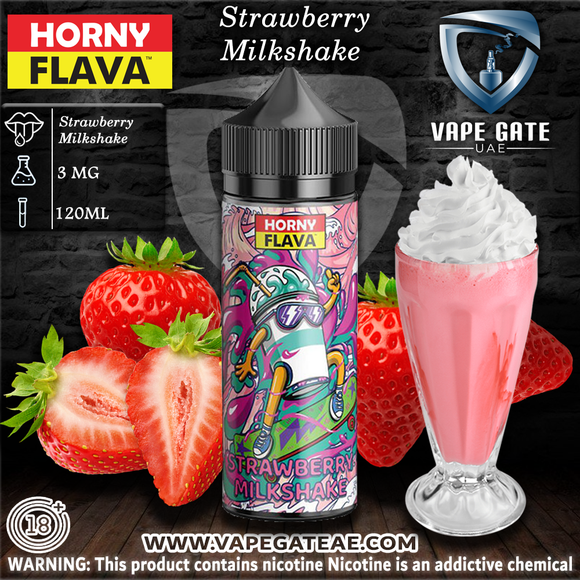 Horny - Strawberry Milkshake 120ml E Liquid by Horny Flava ABUDHABI DUBAI KSA
