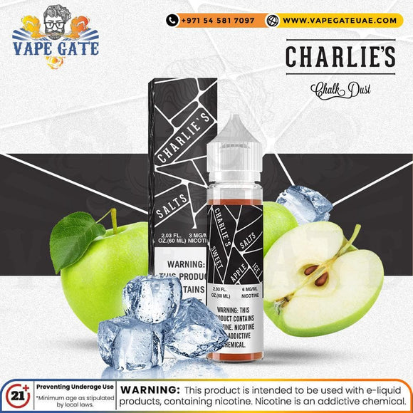 Black - Sweet Apple Ice 60 ml by Charlies Sub-Ohm Salts UAE DUABI AL AIN KSA